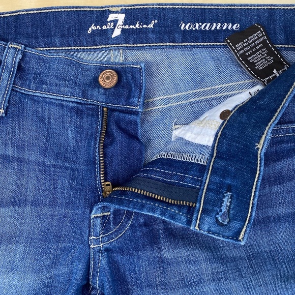 7 For All Mankind Roxanne Low Rise Skinny Stretch Jean's In Medium Blue Size 28 - Picture 6 of 10